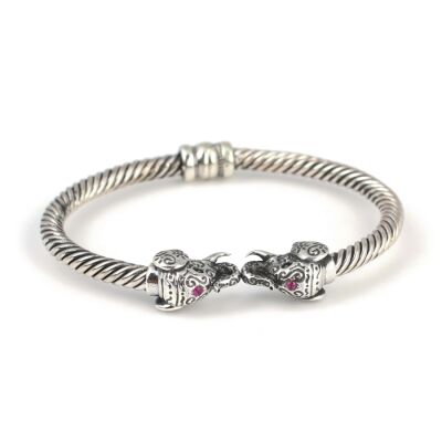 925 Ayar Gümüş Fil Başı Yaylı Burgu Kol Erkek Bileziği - 3