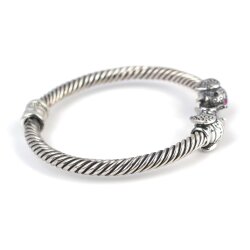 925 Ayar Gümüş Fil Başı Yaylı Burgu Kol Erkek Bileziği - 4