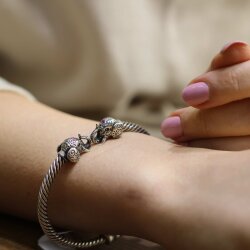 925 Ayar Gümüş Fil Başı Yaylı Burgu Kol Erkek Bileziği - Nusrettaki