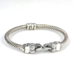 925 Ayar Gümüş Fil Başı Yaylı Burgu Kol Erkek Bileziği - 4