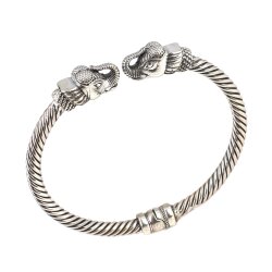 925 Ayar Gümüş Fil Başı Yaylı Burgu Kol Erkek Bileziği - Nusrettaki