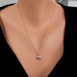 Sterling Silver Elephant Charm Necklace, Gold Vermeil - Nusrettaki