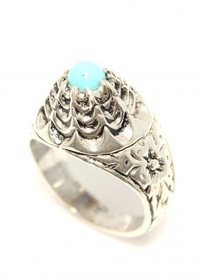 925 Ayar Gümüş Firuze Taşlı Erkek Yüzük - 1