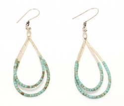 925 Sterling Silver Hoop Earrings with Turquoise - Nusrettaki