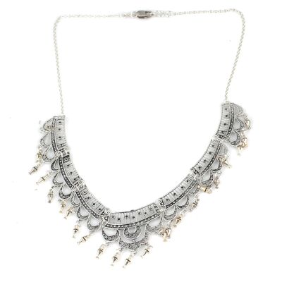 925 Ayar Gümüş Fişek Model Telkari Kolye - 3