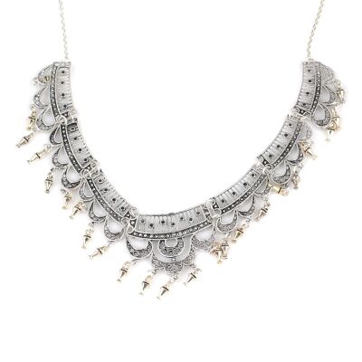 925 Ayar Gümüş Fişek Model Telkari Kolye - 2