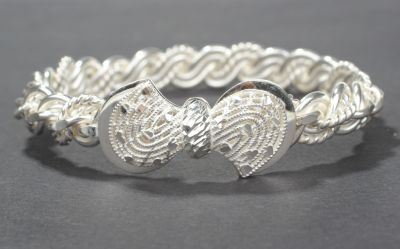 925 Ayar Gümüş Fiyonk Kaşlı 6 Tel Burma Bilezik - 2