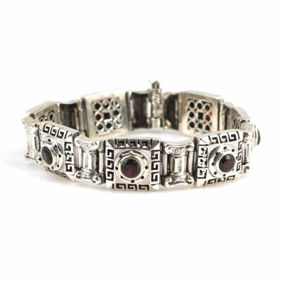 925 Ayar Gümüş Garnet Taşlı Kare Bileklik - 1