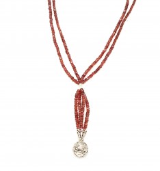 925 Sterling Silver Ball Necklace with Garnet - Nusrettaki (1)