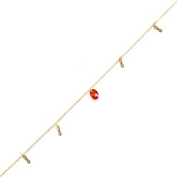 925 Ayar Gümüş Garnet Taşlı Minik Sonsuzluk Modeli Halhal - Thumbnail
