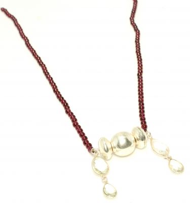 925 Ayar Gümüş Garnet ve Kuvars Taşlı Kolye - 3