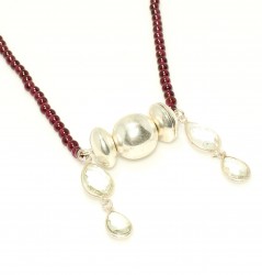 925 Ayar Gümüş Garnet ve Kuvars Taşlı Kolye - 4