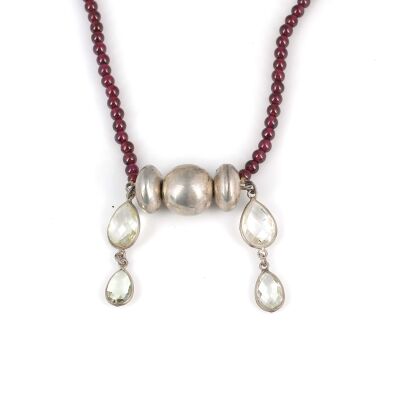 925 Ayar Gümüş Garnet ve Kuvars Taşlı Kolye - 5