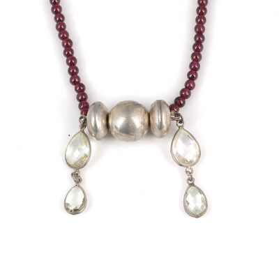 925 Ayar Gümüş Garnet ve Kuvars Taşlı Kolye - 2