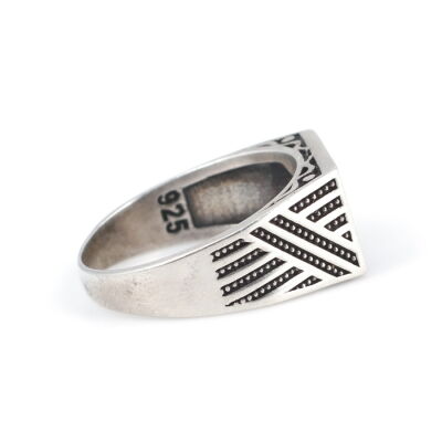 925 Ayar Gümüş Geometrik Model Erkek Yüzüğü - 4