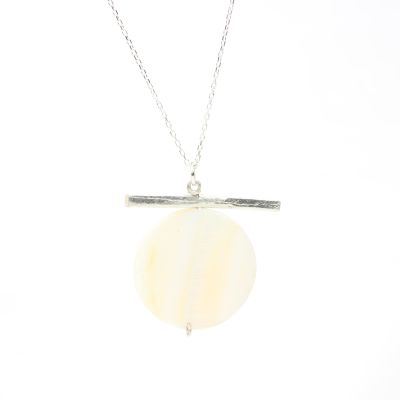 925 Ayar Gümüş Gerçek Sedef Taşlı Kolye - 5