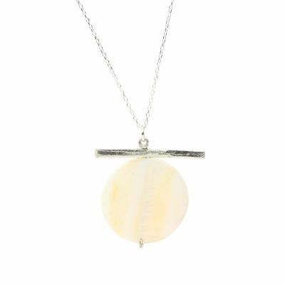 925 Ayar Gümüş Gerçek Sedef Taşlı Kolye - 1