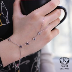 Sterling Silver Sky Star Pieces Ring Bracelet, White Gold Vermeil - Nusrettaki (1)
