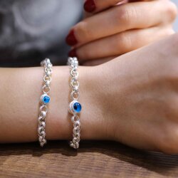 925 Ayar Gümüş Göz Boncuklu Bileklik - 3