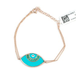 925 Sterling Silver Green Eye Model Bracelet - Nusrettaki (1)