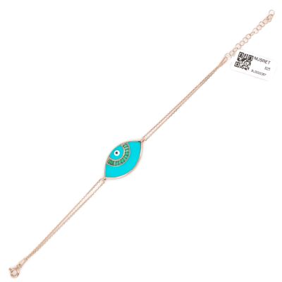 925 Ayar Gümüş Göz Modeli Yeşil Bileklik - 4