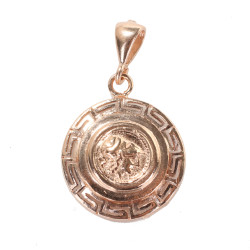 925 Ayar Gümüş Grek Desenli İskender Kafası Figürlü Madalyon Kolye Ucu - 3