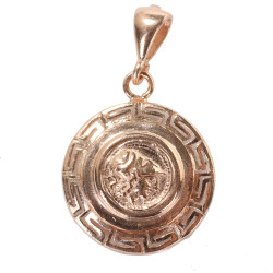 Nusrettaki - 925 Ayar Gümüş Grek Desenli İskender Kafası Figürlü Madalyon Kolye Ucu