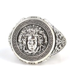 925 Ayar Gümüş Grek Desenli Medusa Kafası Model Yüzük - Nusrettaki (1)
