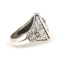 925 Ayar Gümüş Grek Desenli Medusa Kafası Model Yüzük - 4