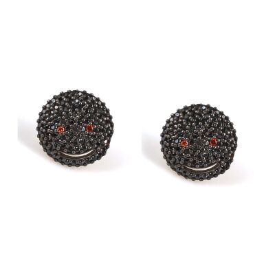 925 Gold Silver Smiley Face Stud Earrings - 1