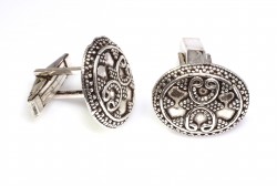 Nusrettaki - 925 Ayar Gümüş Güverseli Elişi Kol Düğmesi