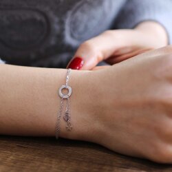 925 Ayar Gümüş Halka & Kalp & Yıldız Bileklik - 3