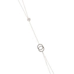 Sterling Silver Hoops Ring Bracelet with CZ, White Gold Vermeil - Nusrettaki (1)