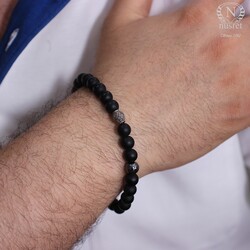 Silver Men's Bracelet with Hematite & Matte onyx - Nusrettaki
