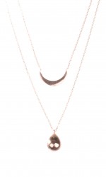 Sterling Silver Crescent & Drop Double Necklace, Rose Gold Vermeil - 4