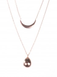 Sterling Silver Crescent & Drop Double Necklace, Rose Gold Vermeil - 5