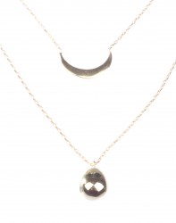 Sterling Silver Crescent & Drop Double Necklace, Gold Vermeil - Nusrettaki