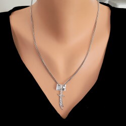 925 Ayar Gümüş Hz. Ali Kılıcı İşlemeli Kolye Ucu - Nusrettaki (1)