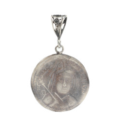 925 Ayar Gümüş İbranice Yazılı Madalyon Kolye Ucu - 1