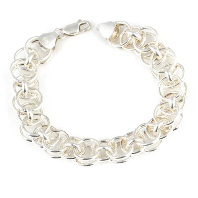 925 Ayar Gümüş İç İçe Geçme Halka Bileklik - 1