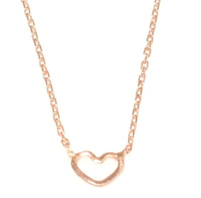 925 Ayar Gümüş Minimal Zarif İçi Boş Kalp Kolye - 5