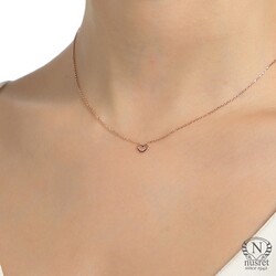 925 Ayar Gümüş Minimal Zarif İçi Boş Kalp Kolye - 4