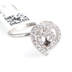 925 Sterling Silver Heart in Heart Ring with White CZ - Nusrettaki (1)
