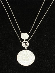 Silver Vav Letter & Coin Necklace - Nusrettaki (1)