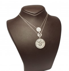 Silver Vav Letter & Coin Necklace - Nusrettaki
