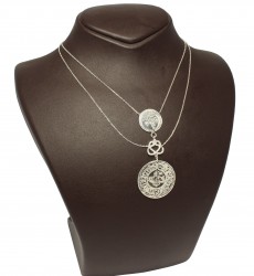 Silver Ottoman Signed & Coin Necklace - Nusrettaki