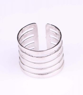 925 Ayar Gümüş İnce Şerit Yüzük, Beyaz - 2