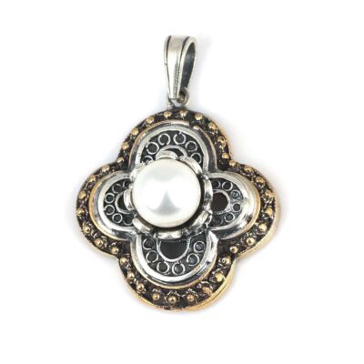 925 Ayar Gümüş İnci Taşlı Konstantin Kolye Ucu - 1