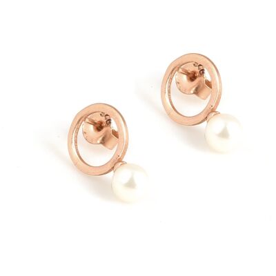 925 Ayar Gümüş İncili Halka Küpe - 2