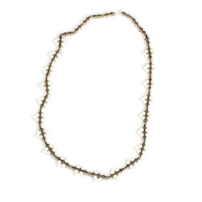 925 Ayar Gümüş İncili Markazit Taşlı Kolye - 2